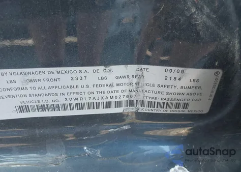 2010 Volkswagen Jetta Tdi z USA, uszkodzony, nr VIN 3VWRL7AJXAM027667